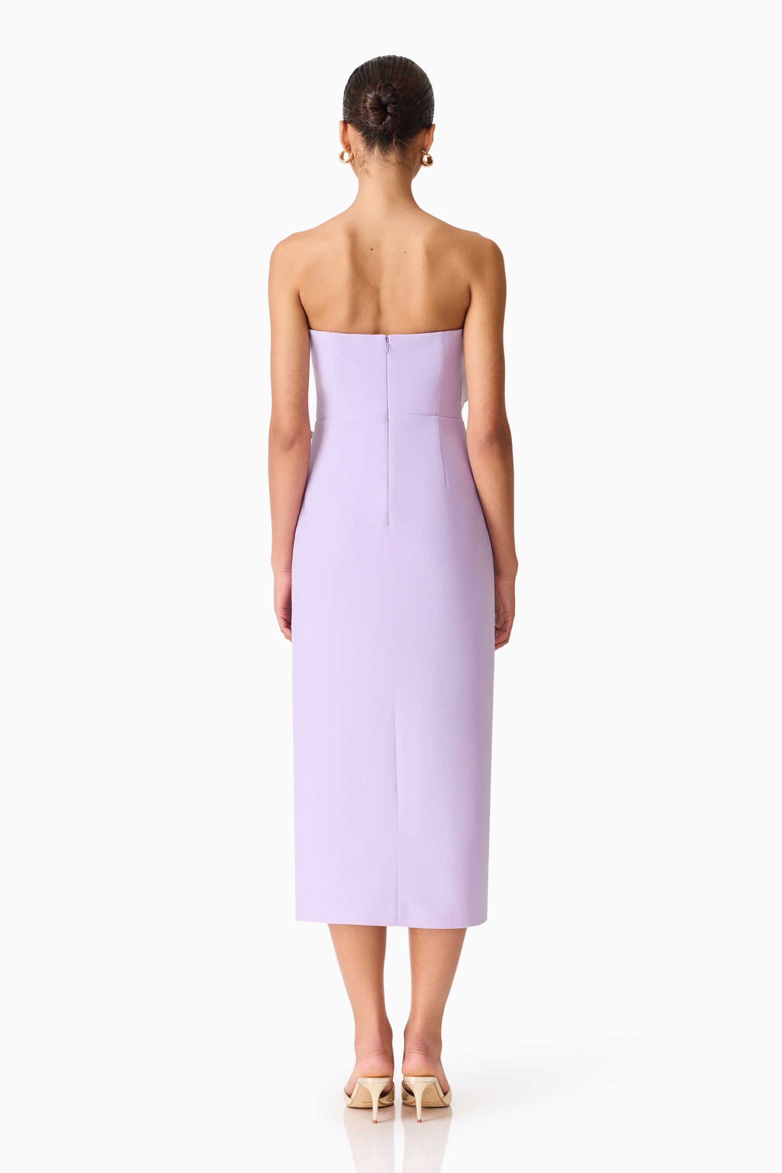 lilac strapless midi dress Under The Sun Tied Bust Midi Dress Lilac