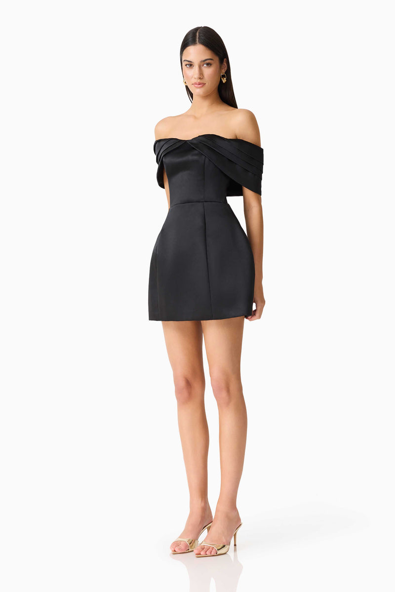 Hope Off The Shoulder Mini Dress in Black