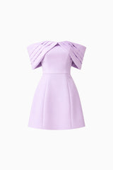 Hope Off the Shoulder Mini Dress in Purple ghost shot