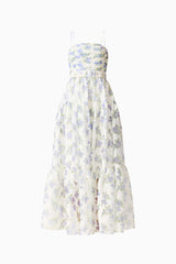 A Cleo Gown in White & Blue Floral ghost shot