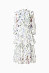 Cleo Top & Skirt Set in White & Blue Floral ghost shot