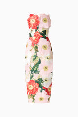 Solara Strapless Midi Dress in Pink Floral ghost shot
