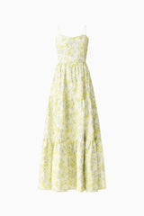 Posey Jacquard Gown in Green Floral ghost shot