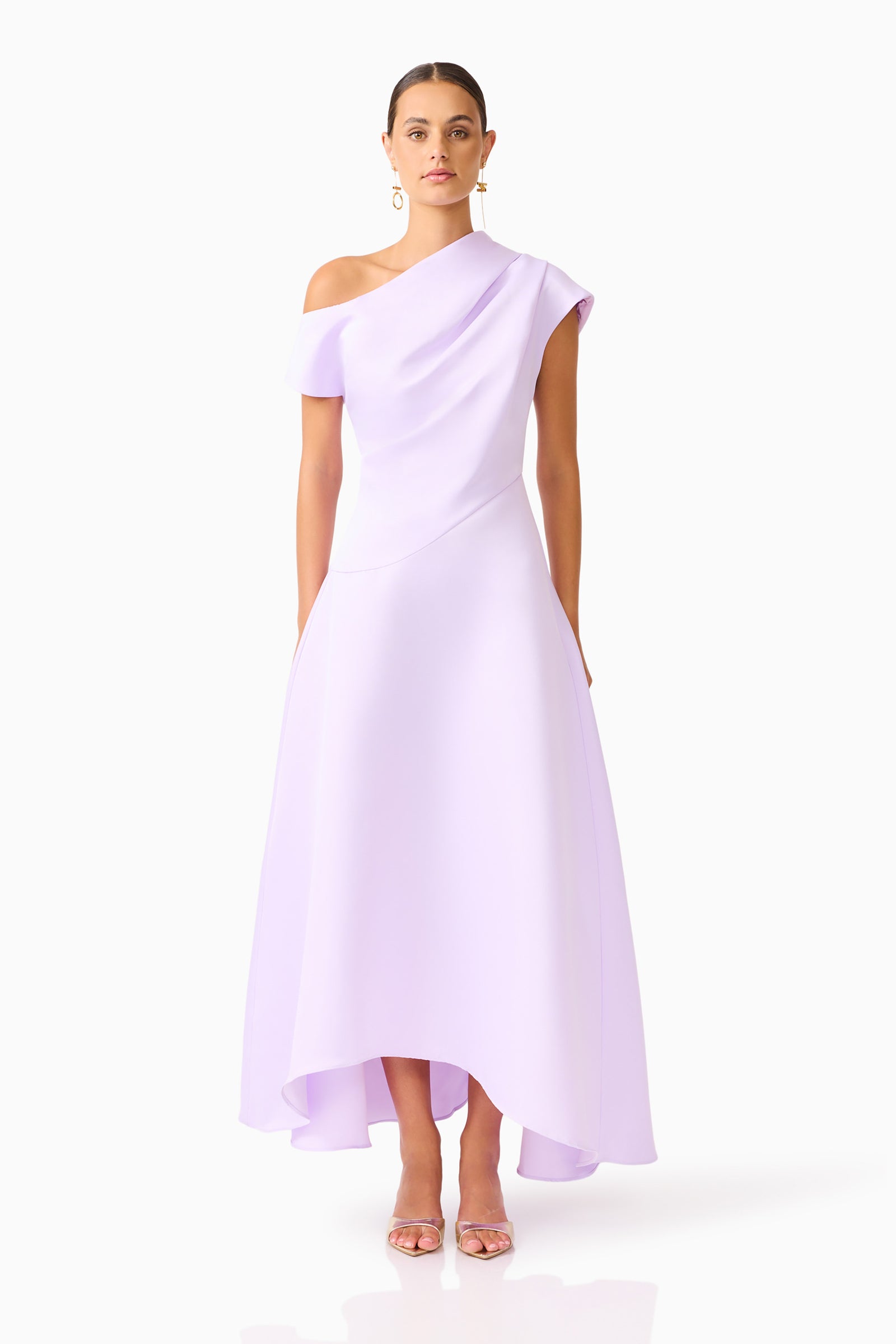 elliatt purple dress Milena Strapless Maxi Dress in Purple Foral