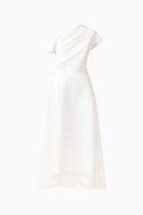 Marissa One Shoulder Gown in White ghost shot