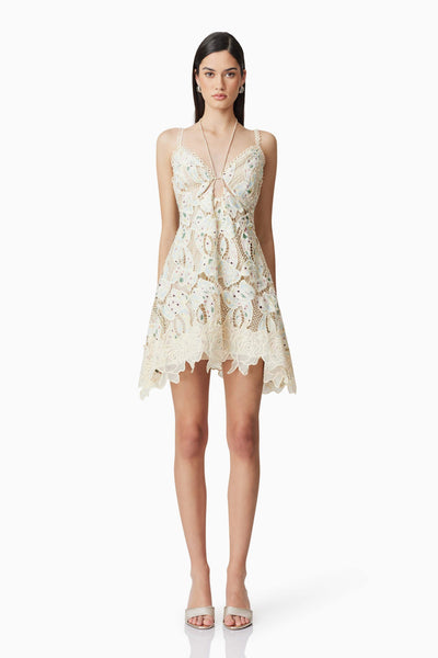 chinese dress ladies Kyla Floral Mini Halter Dress in White