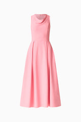 Risa Cowl Neck Gown Dress in Bubblegum Pink ghost shot