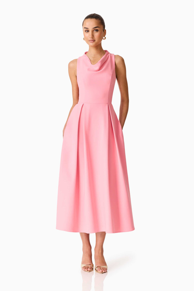 Risa Cowl Neck Gown Dress in Bubblegum Pink – Elliatt
