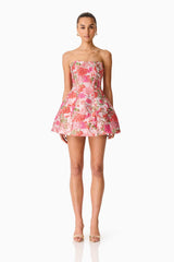 Floralie Strapless Mini Dress in Pink Floral – Elliatt