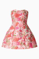 Floralie Strapless Mini Dress in Pink Floral ghost shot 