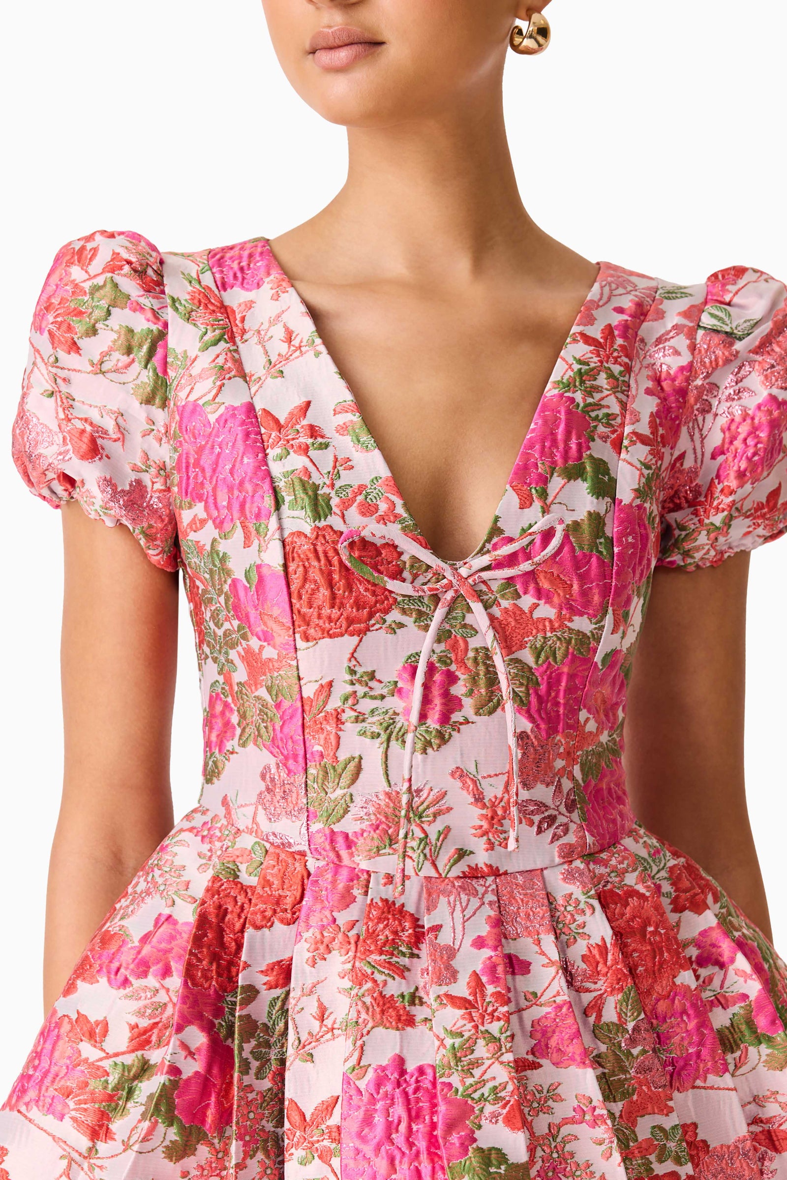 Floralie Short Sleeve Mini Dress in Pink Floral Elliatt Floralie Short Sleeve Mini Dress in Pink Floral Elliatt
