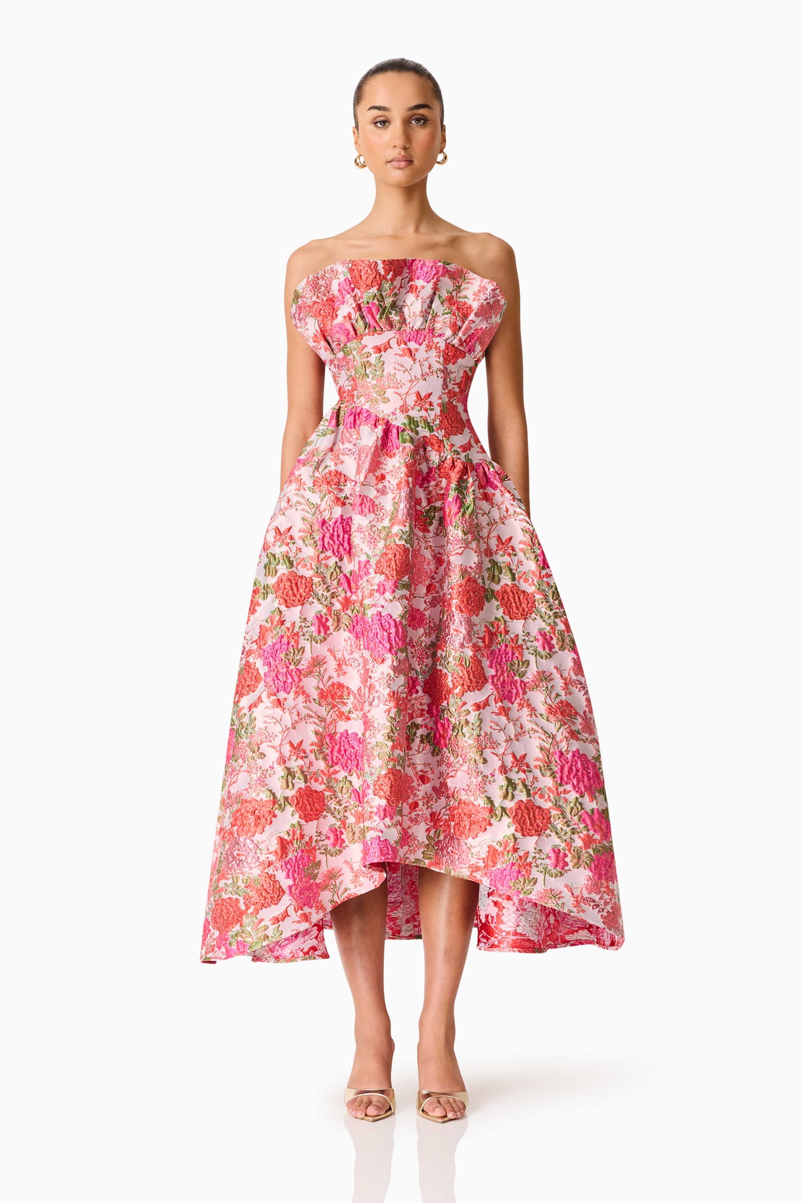 Floralie Strapless Gown - Pink Floral - XXS