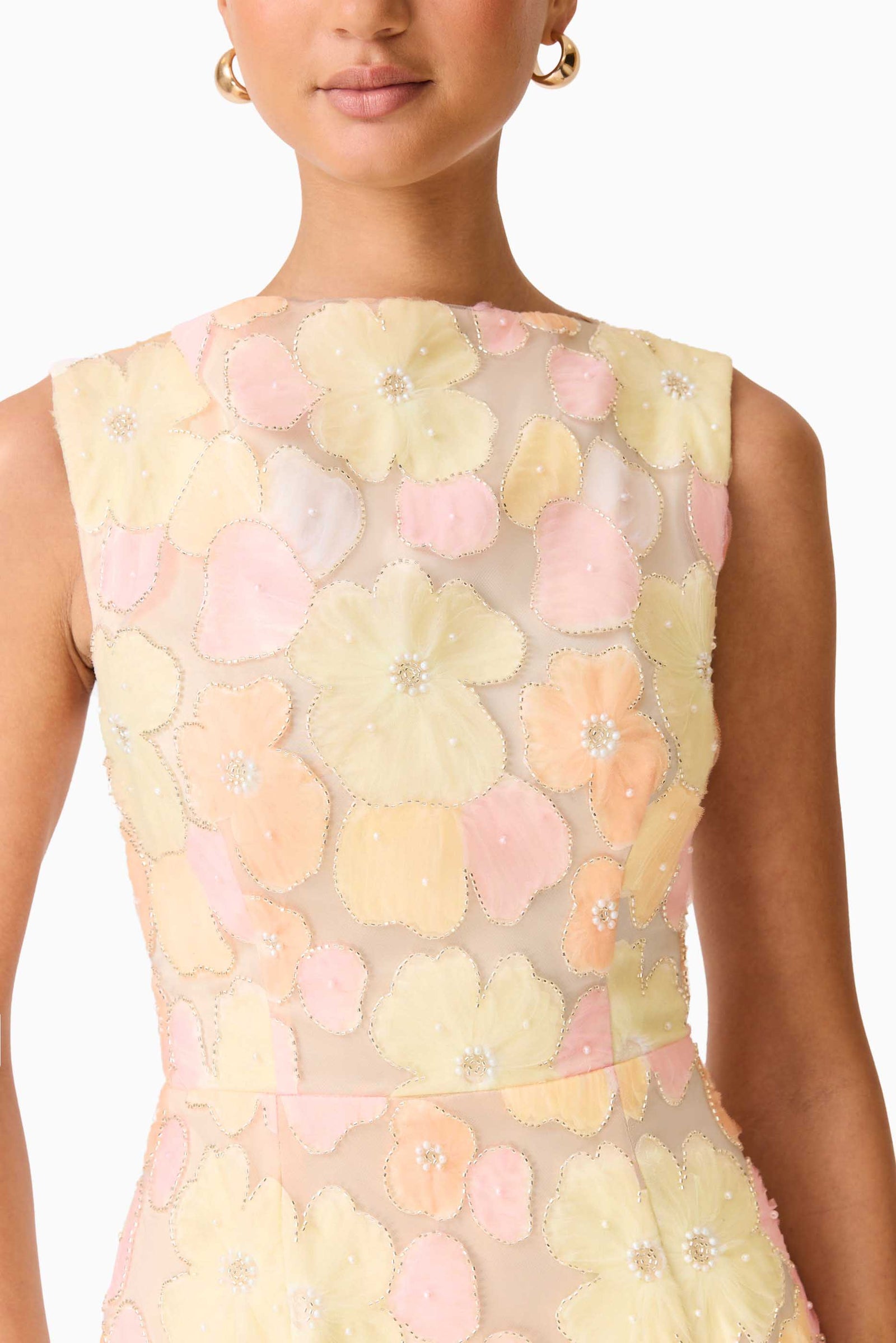 Zaria Sleevless Gown in Yellow Floral – Elliatt