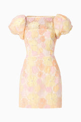 Zaria Puff Sleeve Mini Dress In Yellow Floral ghost shot