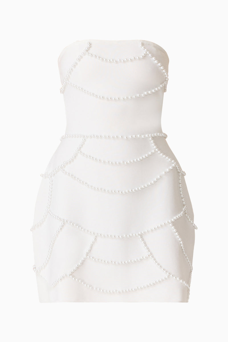 lee white roma print strapless mini dress Lucine Strapless Mini Dress in White – Elliatt