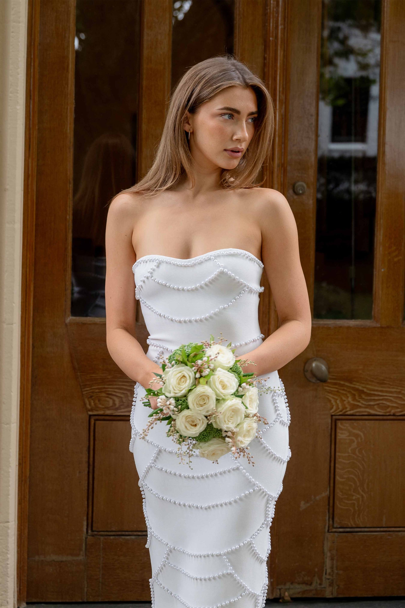 Lucine Strapless Gown - White - M