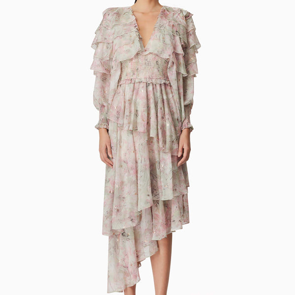 Monica Long Sleeve Midi Dress in Floral