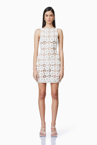 Elise Crochet Mini Dress - White - M