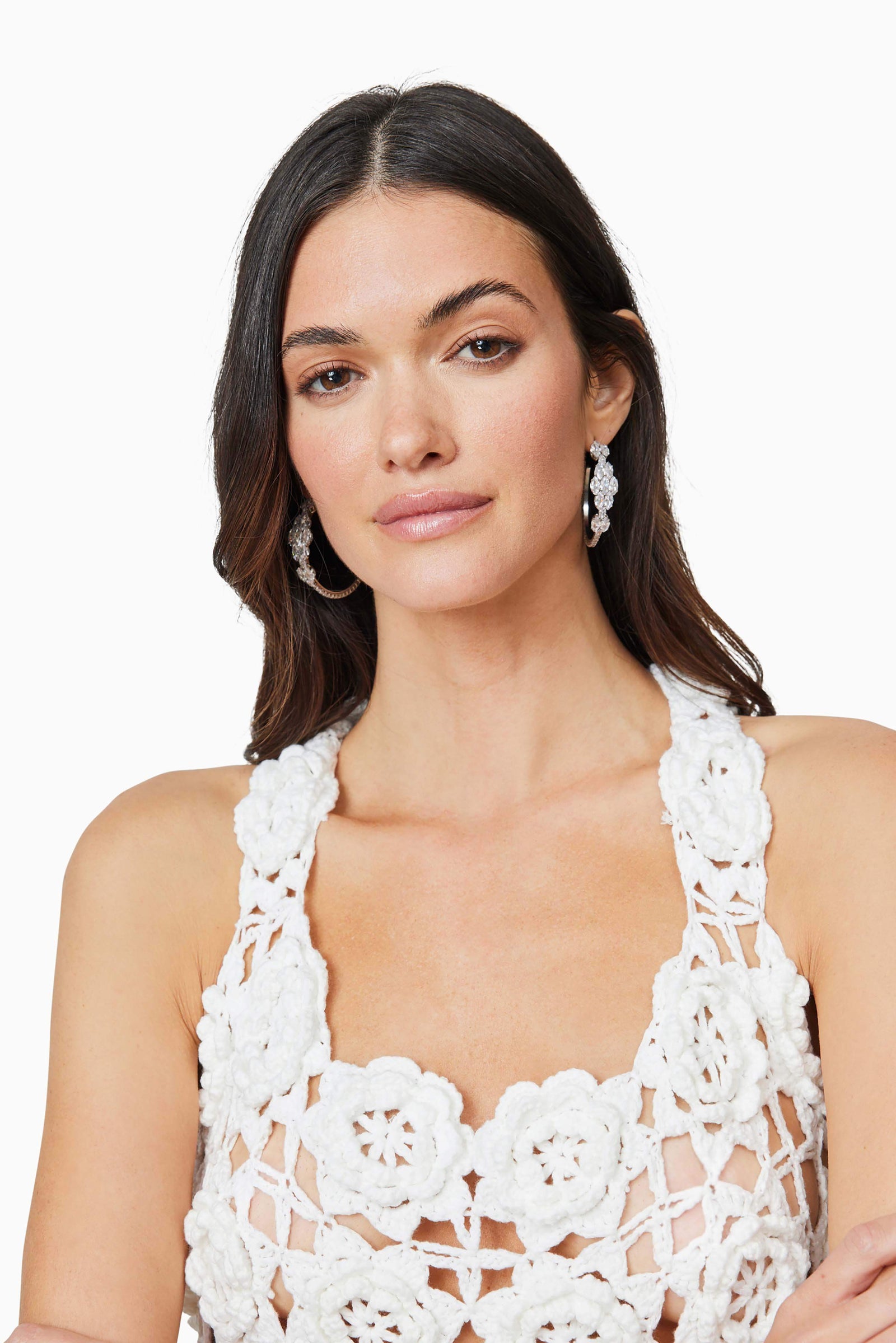 elliatt elise maxi dress Elise Crochet Midi Dress in White