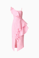 Briallen Jacquard Midi Dress in Pink Ghost Shot