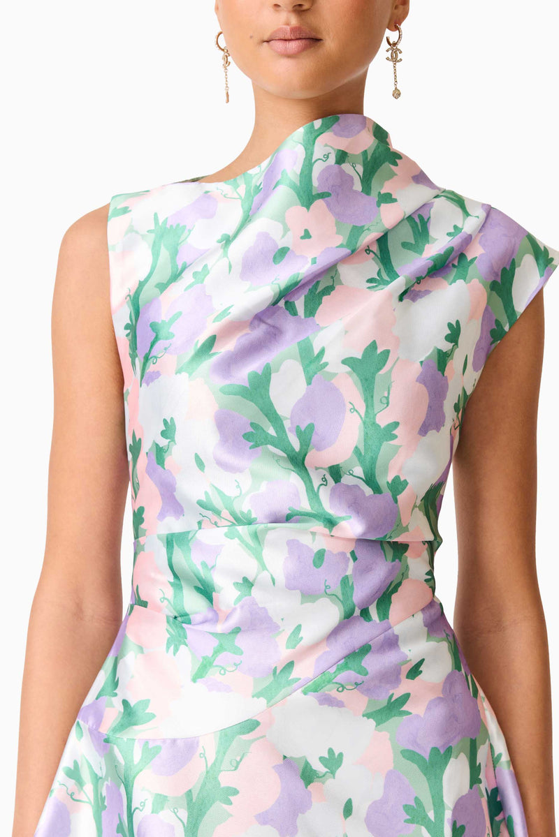 Lavina Asymmetrical Gown in Purple Floral  Elliatt