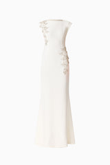 Veda Embellished Gown in White Ghost Shot