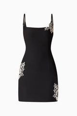 Veda Embellished Mini Dress in Black Ghost Shot
