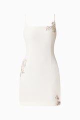 Veda Embellished Mini Dress in White Ghost Shot