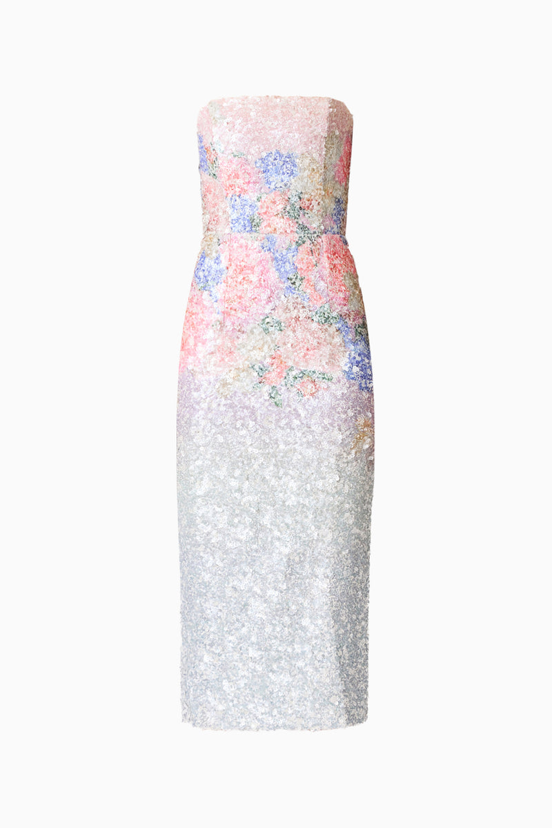 sequin strapless midi dress Lurea Strapless Midi Dress in Pink Floral