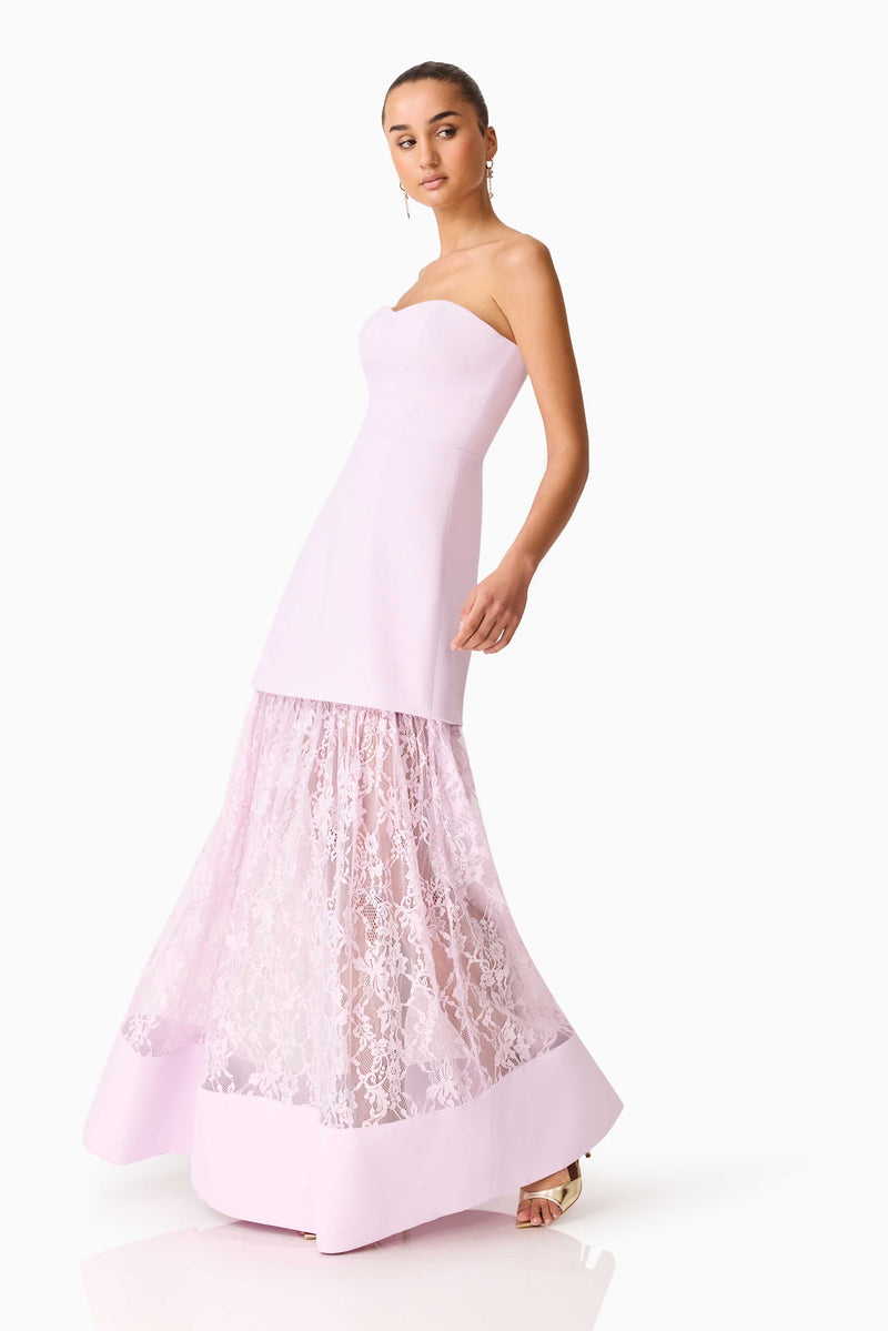 Saphine Strapless Lace Gown in Pink | Pink Strapless Elegance Elliatt Saphine Strapless Lace Gown in Pink | Pink Strapless Elegance Elliatt