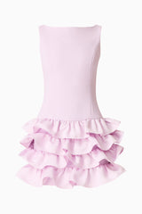 Saphine Ruffle Mini Dress in Pink Ghost Shot