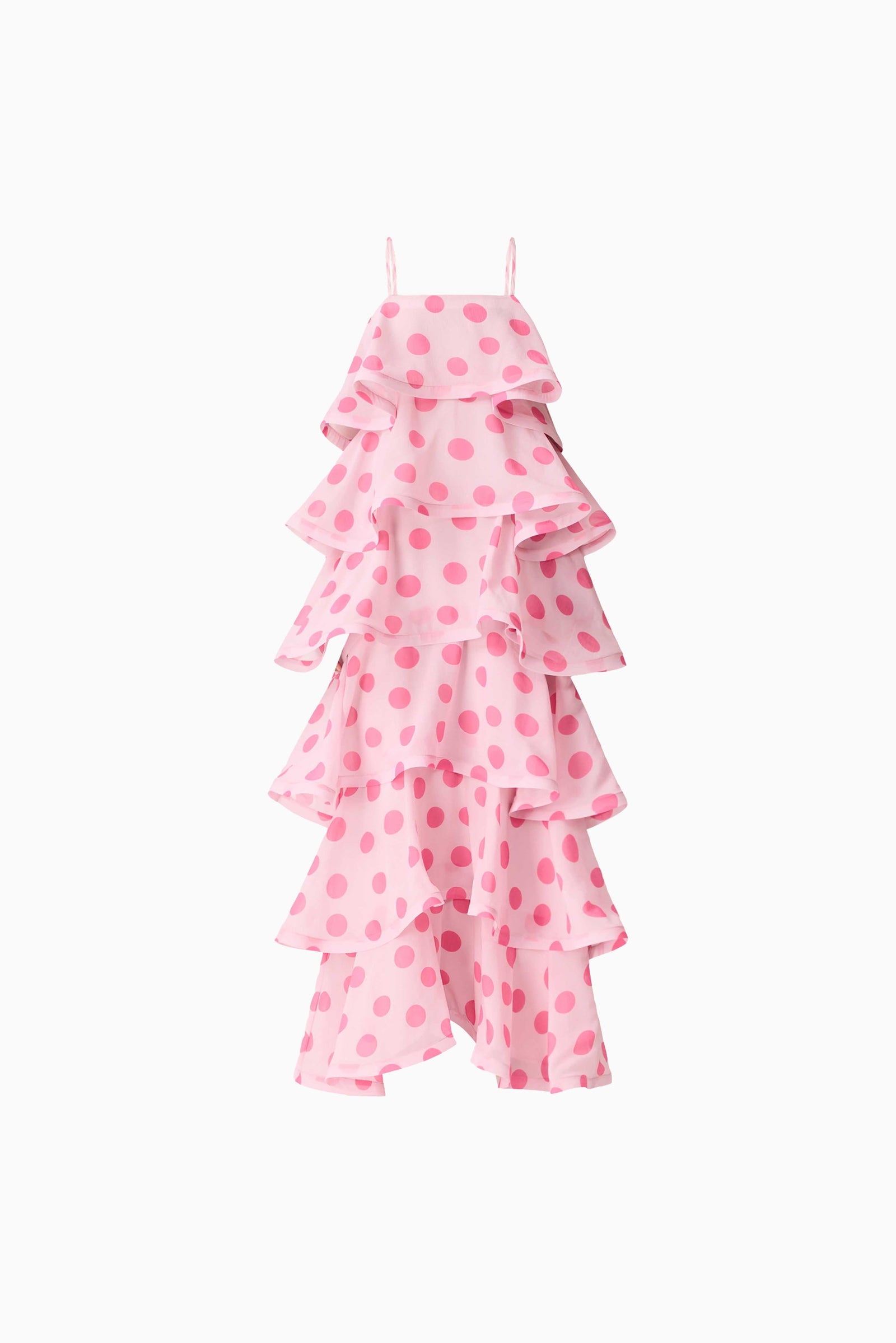 chinese dress ladies Sola Tiered Maxi Dress in Pink Polkadot – Elliatt
