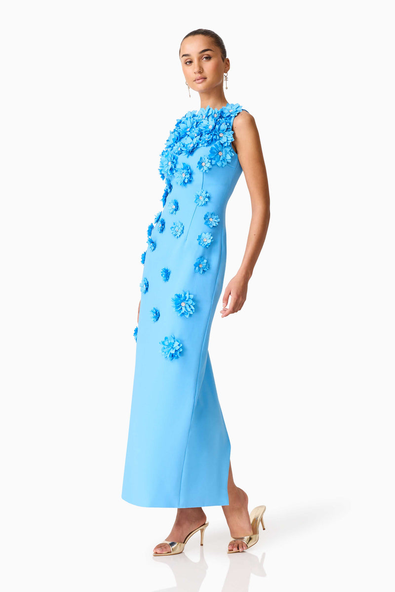 Dali Floral Applique Gown in Blue – Elliatt