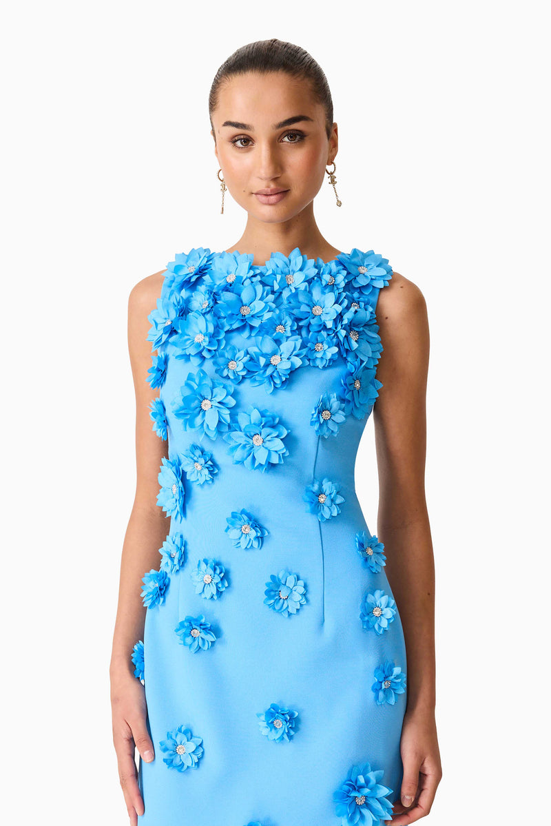 Dali Floral Applique Gown in Blue – Elliatt