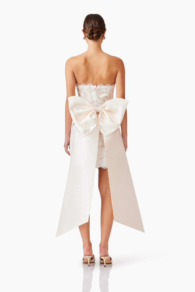 Florian Bow Mini Dress in White Florian Bow Mini Dress in White