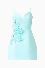 Stella Tulip Mini Dress in Aqua Blue ghost shot 