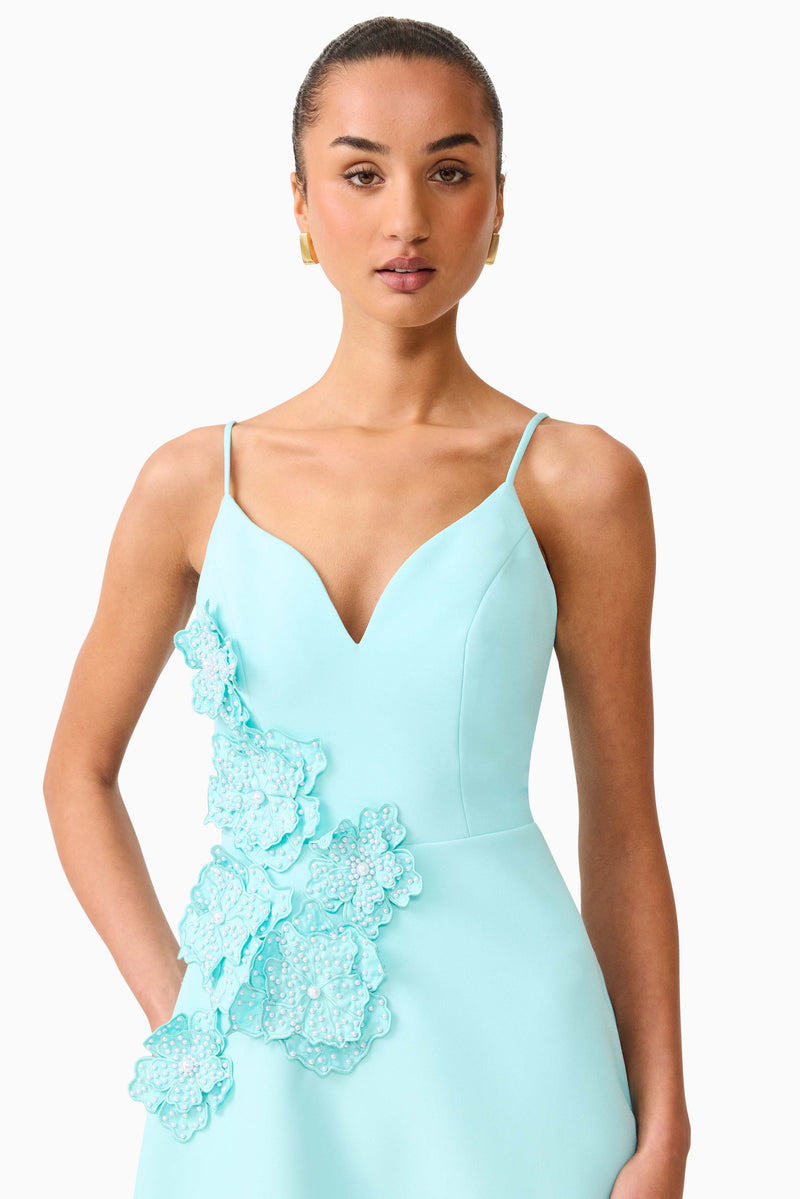 Stella A-Line Gown in Aqua Blue – Elliatt
