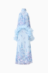 Tulsia Floral Cape Maxi Dress in Light Blue ghost shot
