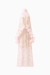 Tulsia Floral Cape Maxi Dress in Pink ghost shot