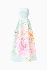 Harper Strapless Gown in Baby Blue Floral ghost shot
