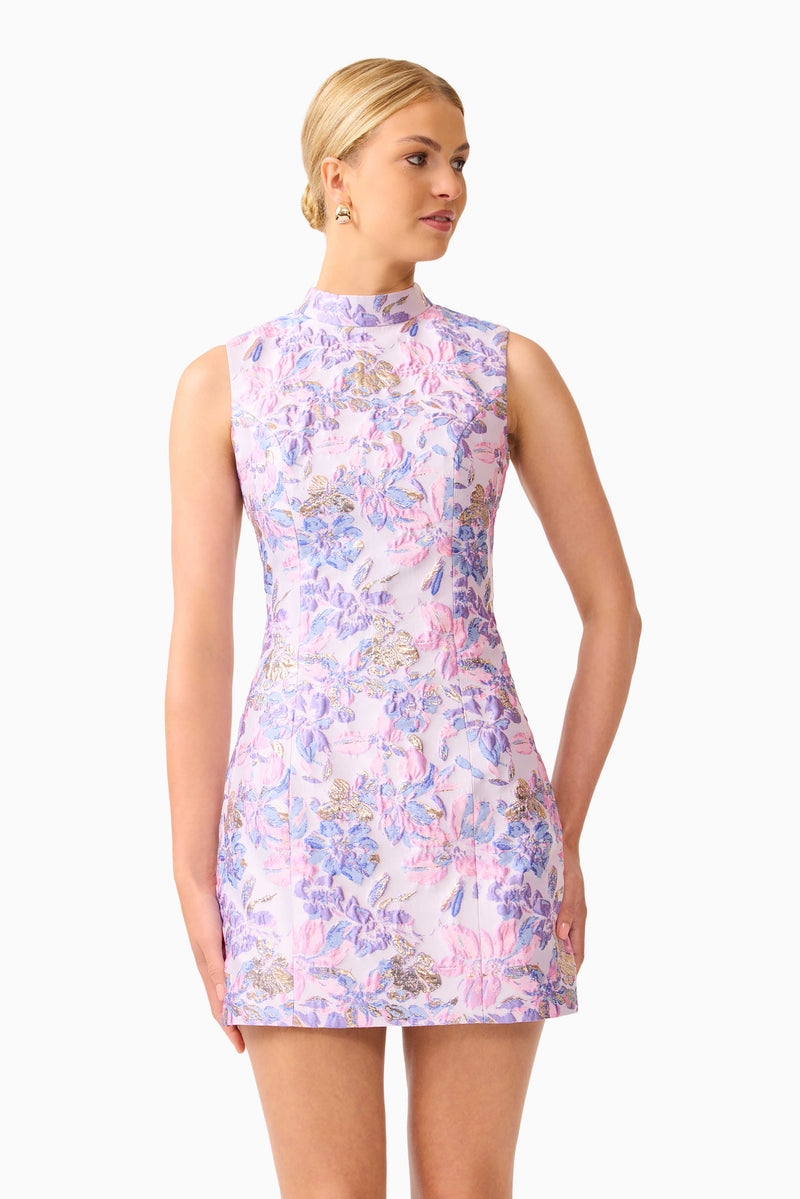 Marlene Shift Mini Dress - Pink & Purple Floral - XL
