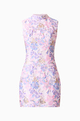Marlene Shift Mini Dress in Pink & Lilac Floral ghost shot