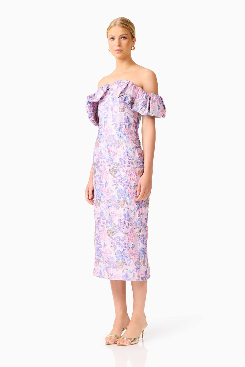 fitted lace wedding dress Oscar de la Renta Poppies Illusion Neck Pencil Pink Midi Dress – Runway  Catalog
