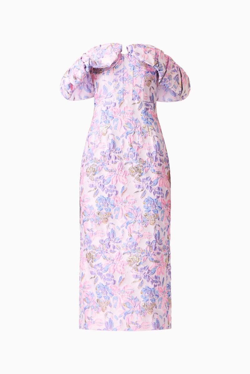 marlette midi dress Marlene Strapless Midi Dress in Pink & Purple Floral – Elliatt