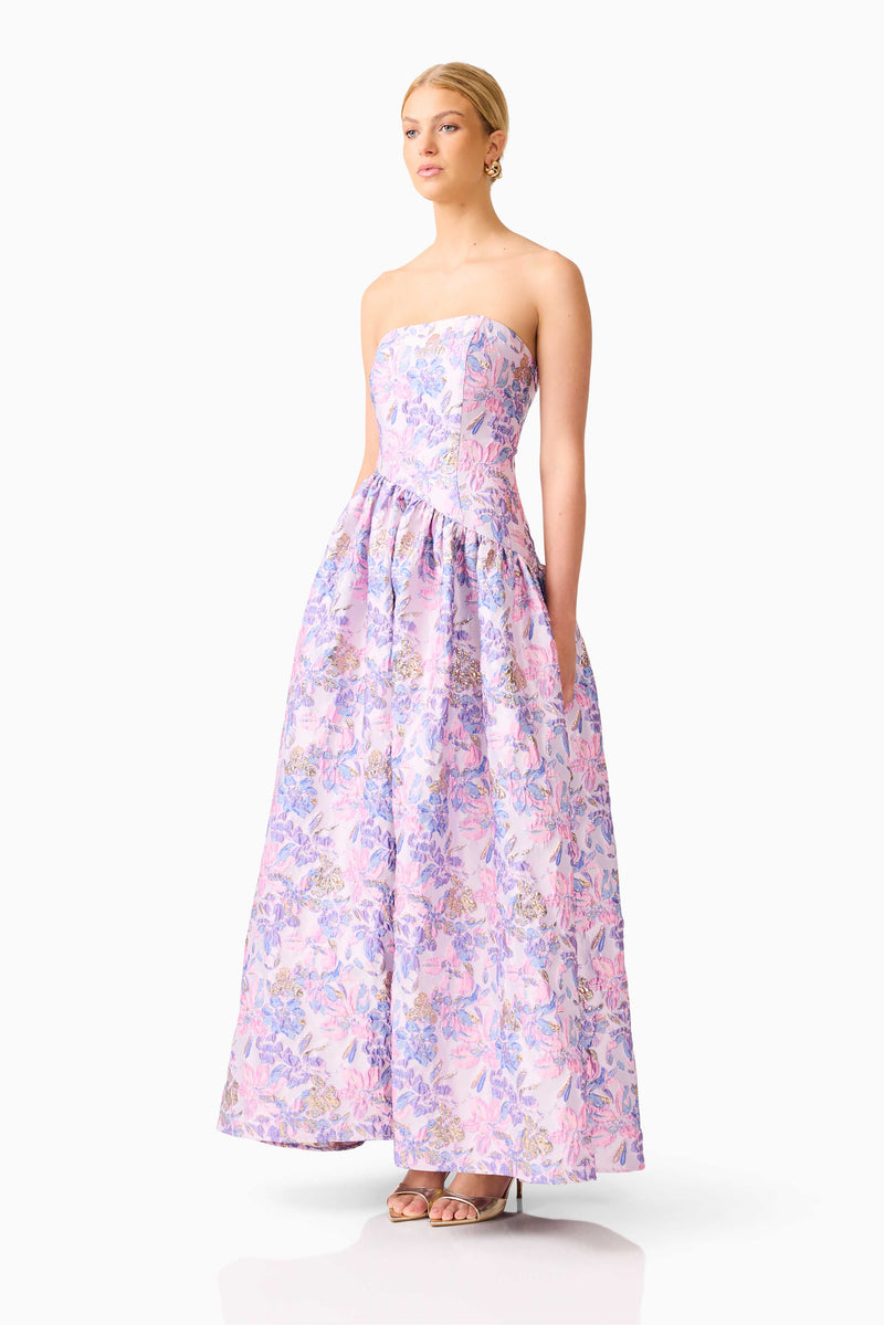 marlene tiered maxi dress Asymmetrical Gown - Pink & Purple Floral - XXS Converted size_3 Eris Corset Dress in tiers of luscious ruffles Color:Ocean*