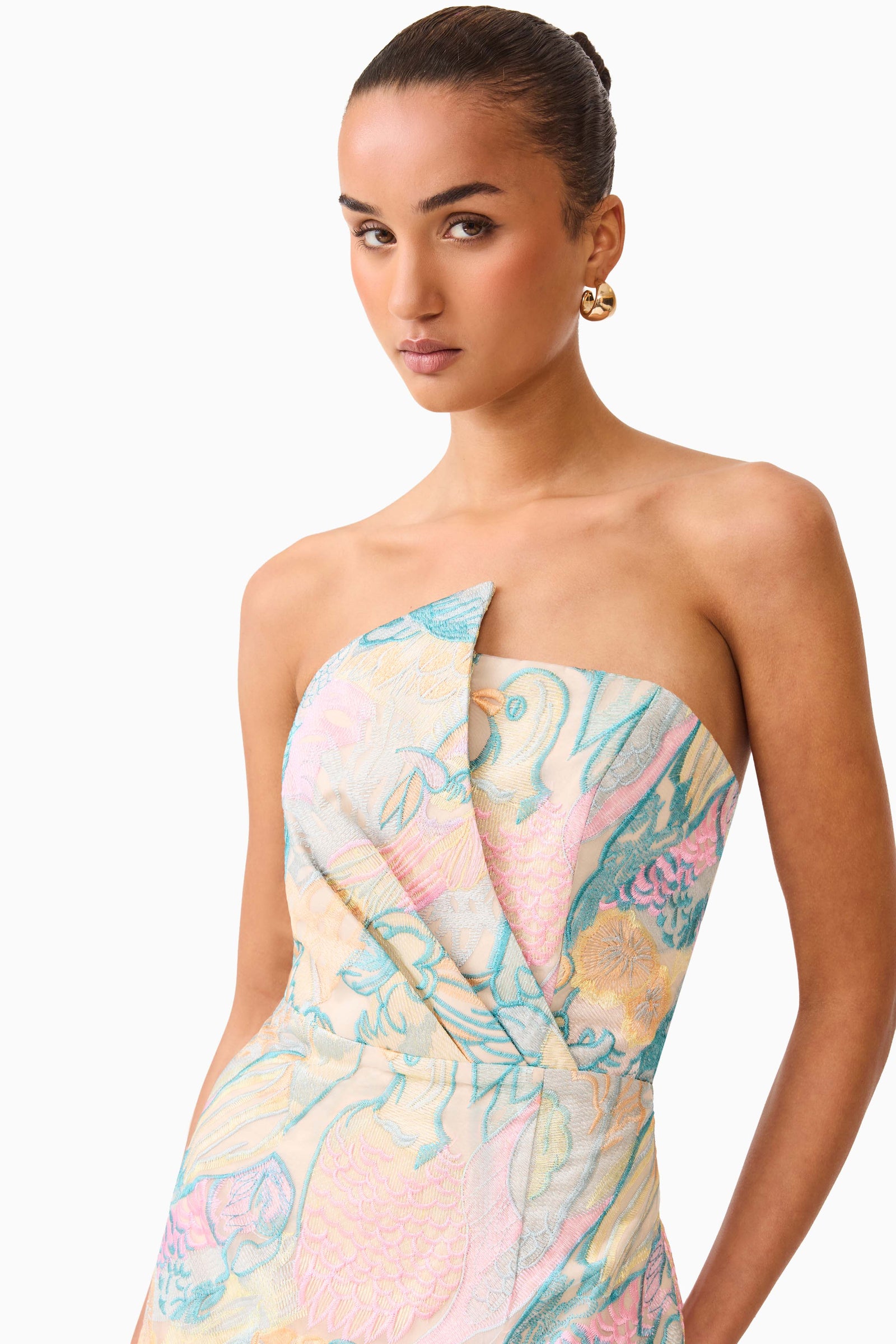 Tahliah Strapless Mini Dress in Blue Multi