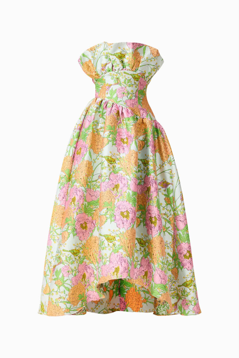 Laurel Sleeveless Maxi Dress in Green Floral | Jacquard Fabrication Elliatt Laurel Sleeveless Maxi Dress in Green Floral | Jacquard Fabrication Elliatt