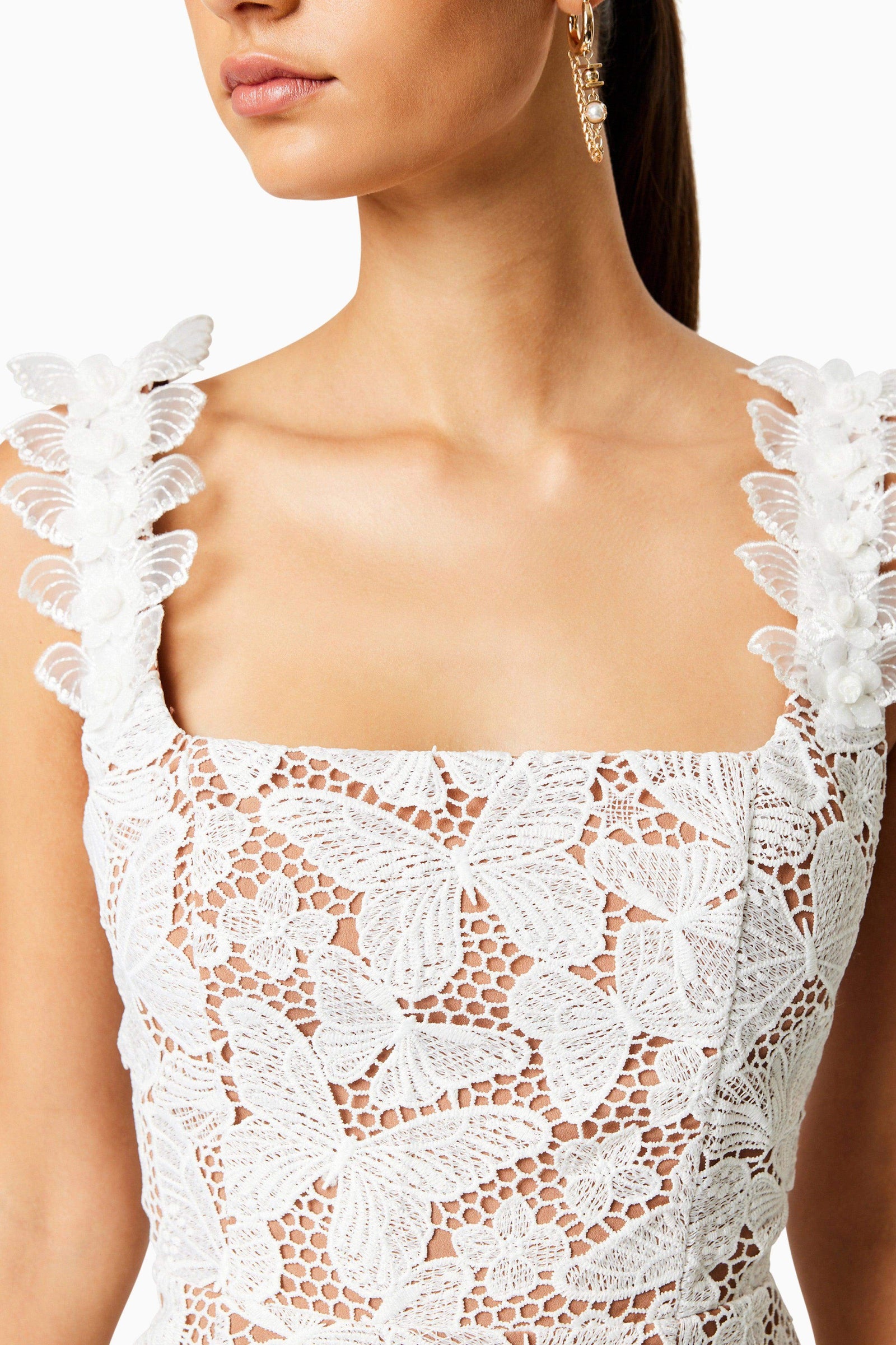 Pine Lace Mini Dress In White – Elliatt