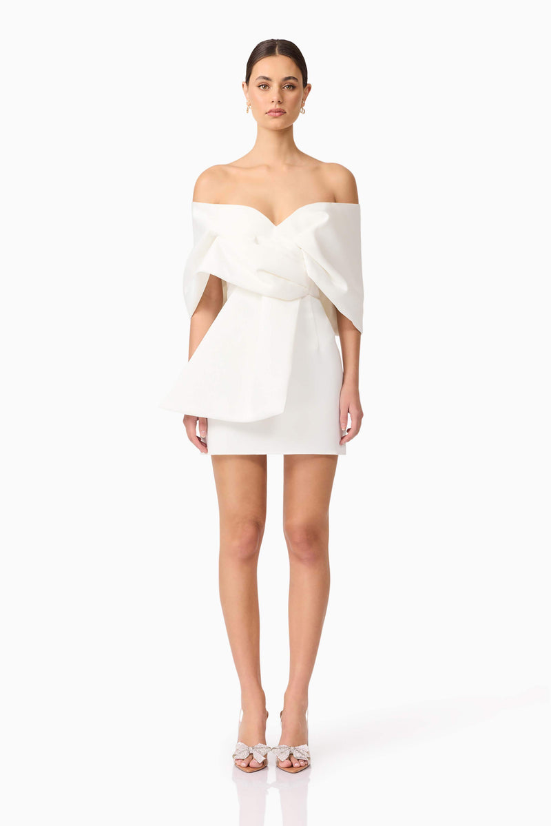 elida white twill off shoulder mini dress Clothing: Midi Dresss: 'Elida' White Twill Off Shoulder Mini Dress