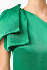 Brunette model wears Ameera Midi Dress in Green detail shot